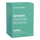 Box of 28 single serves/196g of Frank Simple Greens Vital Daily Nutrients in Mango & Papaya flavour, a super greens powder with mushrooms, prebiotic fibre, and digestive enzymes to support general well-being.