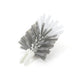 A small cleaning brush with gray bristles and a white plastic handle, photographed on a clean white background.