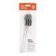 A packaged three-piece kitchen cleaning brush set by Full Circle, featuring gray silicone bristles and long stainless steel wire handles, mounted on a white backing card with an orange header.