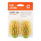Full Circle Suds Up Dish Brush Refill 2 pack on an orange and white card showing two yellow bristle brush heads, front of the pack on white