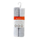 Two rolled dish cloths in a clear plastic sleeve with a white hanger and a white, orange, and red paper label. The cloths have a textured gray and white waffle pattern.