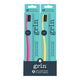 Grin 100% Recycled Charcoal-Infused Toothbrush Soft two pack in fuchsia and lemon yellow on a teal card with a navy base on a plain white background