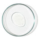 Swatch of gel facial cleanser in a glass dish on a white surface.