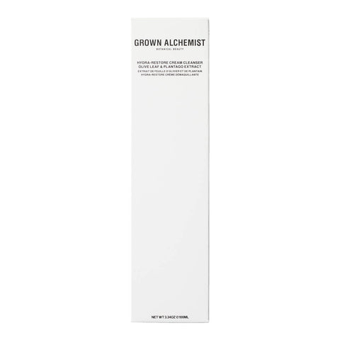 Grown Alchemist white box packaging with black lettering. Minimalistic design.