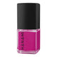 Hot pink nail polish bottle with black cap on a white background