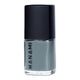 Gray nail polish bottle with black cap on a white background