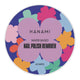 Hanami water-based nail polish remover with colorful floral design on a white background.