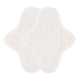 Inside view of a hannahPAD reusable pantyliner made from certified organic cotton, featuring double snap fasteners and silicone grips to prevent slippage.