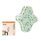 Box of 2 hannahPAD reusable small pads made from certified organic cotton, featuring double snap fasteners and silicone grips to prevent slippage, next to 2 small pads with a koala pattern.