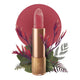 Lipstick detailed with vines & a flower on the tip, set against a floral background. 
