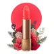 Lipstick detailed with vines & flower on the tip, set against a floral background. 