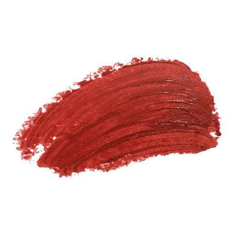 Swatch of fiery ruby, creamy texture. Terracotta, deep red shade. 