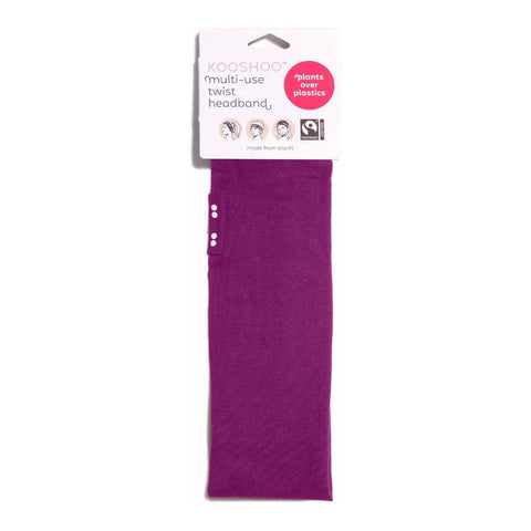 Kooshoo multi-use twist headband with illustrations of how it can be worn.