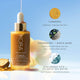 Kora Organics Turmeric Glow Drops with hero ingredients and benefits listed on a blue background.