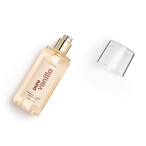 Lavanila Pure Vanilla 150ml bottle with gold cap on a white background.