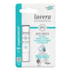 Lavera Basis Sensitiv Lip Balm 4.5g on a teal and white blister card, front of the pack on a plain white background, clear product photo