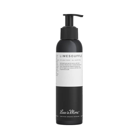 Less is More Limesoufflé Styling Gel/Wax 150ml in a black pump bottle with a white label, front view on a plain white background
