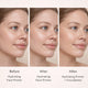 Lily Lolo Hydrating Face Primer 25ml before and after panel showing a woman's face in three steps: Before, After Primer and After Primer + Foundation