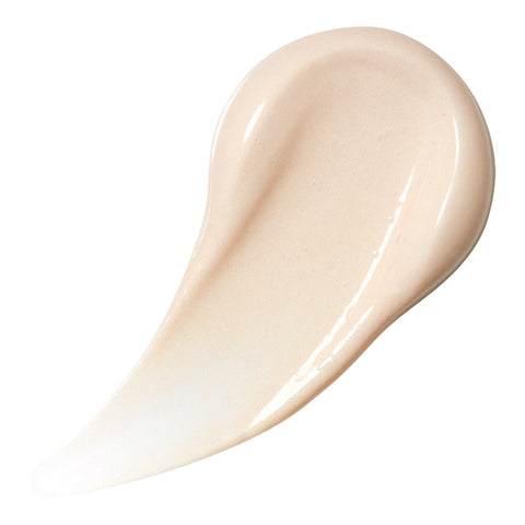 Lily Lolo Hydrating Face Primer 25ml swatch, a smooth swipe of cream coloured primer, close up on a plain white background, clear product photo