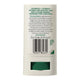Back side of a white sunscreen stick container showing product details, directions, a barcode, and text indicating zinc oxide 24.5% (w/w) on a white background.