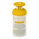 A bottle of kids sunscreen on a solid white background. The bottle has a bright yellow cap and a cream-colored body with yellow text and icons.