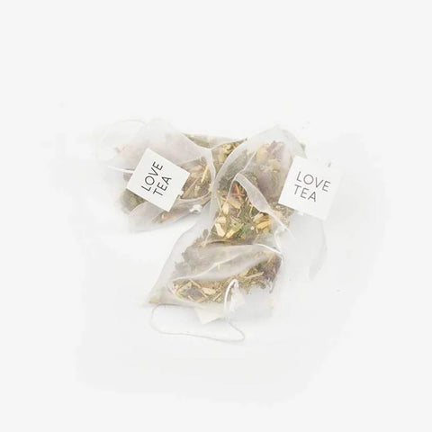 Love Tea Immunity Pyramid Tea Bags, herbal blend with echinacea root, ginger, and rosehip.