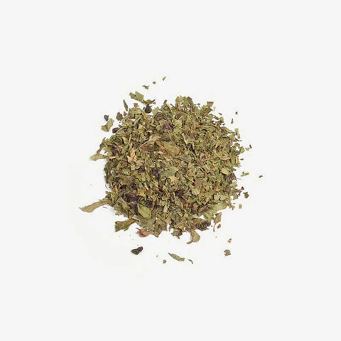 Tea leaves on a white background.