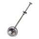 Love Tea Spring Handle Tea Infuser a stainless steel mesh ball infuser on a long handle with a loop on a plain white background
