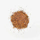 Love Tea Turmeric Tea Loose Leaf Tea 100g, a small pile of dried orange brown herbs, overhead on a plain white background, clear product photo