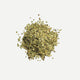 Love Tea Yerba Maté Loose Leaf Tea 60g, a small pile of dried green leaves, overhead on a plain white background, clear product photo