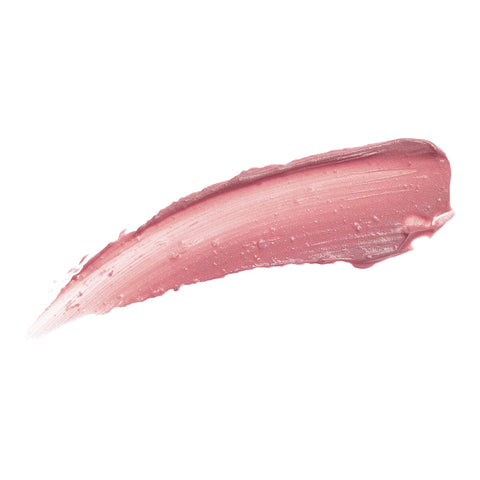 Luk Beautifood Lip Nourish Guava Blush 3g swatch, a creamy smear of soft mauve pink lip colour, close up on a plain white background