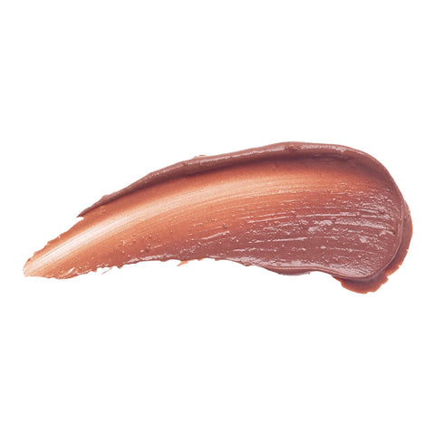 Luk Beautifood Lip Nourish Rose Lime 3g swatch, a creamy smear of bronze peach lip colour, close up on a plain white background