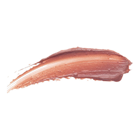 Luk Beautifood Lip Nourish Tea Rose 3g swatch, a creamy smear of warm bronze rose lip colour, close up on a plain white background