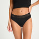Modibodi Sensual Hi Waist Bikini Light-Moderate in black, period underwear made from sustainable materials.