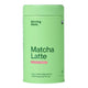 Morning Made Matcha Latte Strawberry Blend in a green tin with a pink Strawberry label, front view on a plain white background