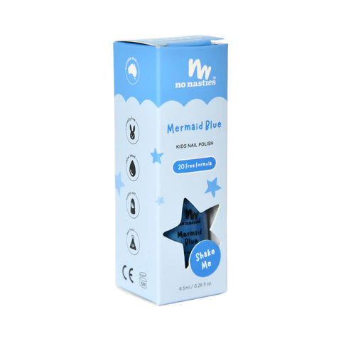 8.5ml No Nasties Kids Water-Based Nail Polish in Blue colour, natural, non-toxic nail polish that scratches off easily.