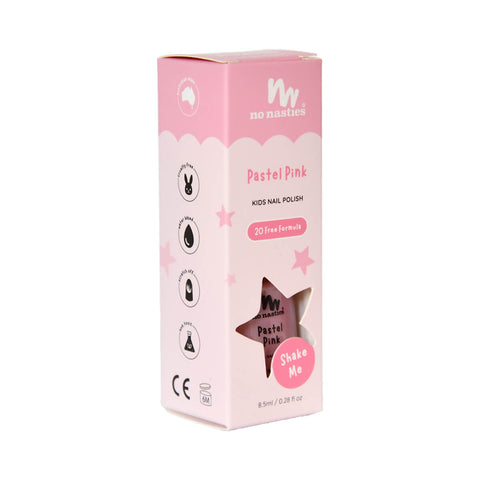 8.5ml No Nasties Kids Water-Based Nail Polish in Pastel Pink colour, natural, non-toxic nail polish that scratches off easily.