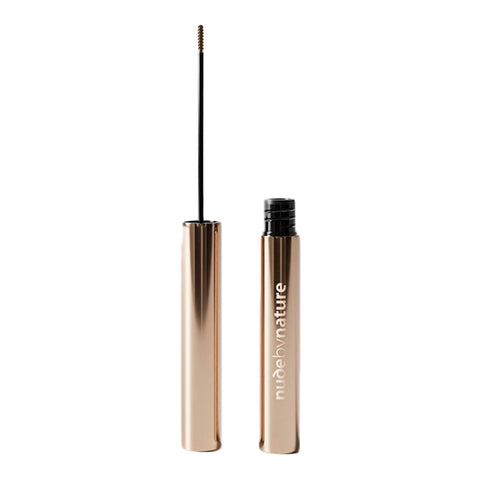 4ml tube of Nude by Nature Precision Brow Mascara - Brown, on a white background. 