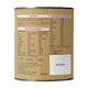 Nutra Organics Collagen Beauty 255g kraft coloured tin turned to show the back with a nutrition table and small print on a plain white background
