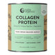 Nutra Organics Collagen Protein 225g in a pale green tin with a kraft coloured label, standing upright, front view on a plain white background