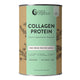 Nutra Organics Collagen Protein 450g in a larger pale green tin with a kraft coloured label, standing upright, front view on a plain white background