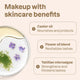 Oceanly Mascara + Serum infographic reading Makeup with skincare benefits: castor oil, flower oil blend and Tahitian microalgae