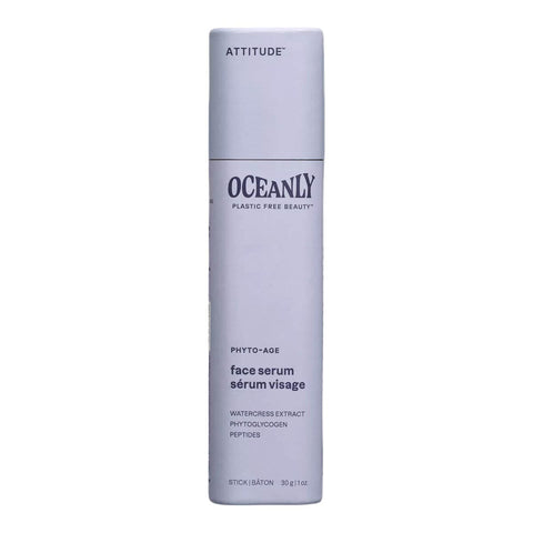 Oceanly Phyto-Age Face Serum 30g in a taller lilac stick tube, standing upright, front view on a plain white background, clear product photo