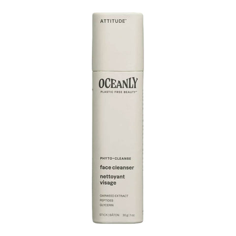 Oceanly Phyto-Cleanse Face Cleanser 30g in a taller pale grey stick tube, front view on a plain white background, clear product photo