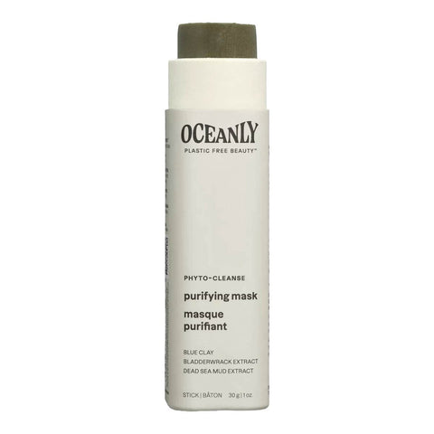 Oceanly Phyto-Cleanse Purifying Face Mask 30g open pale grey stick tube showing the green mask balm on a plain white background