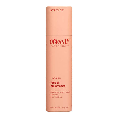 Oceanly Phyto-Oil Face Oil 30g in a taller peach stick tube, standing upright, front view on a plain white background, clear product photo