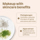 Oceanly Silky Pink Gift Set ingredients infographic reading Makeup with skincare benefits: phytoglycogen and algae extract, clear product photo