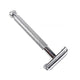 Parker Safety Razor 29L in a silver finish with a long textured handle, angled view on a plain white background, clear product photo
