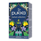 Pukka herbal collection tea box with lemon & flower graphics on a white background.
