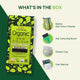Radico Organic Hair Colour package with product details on a green and white background.